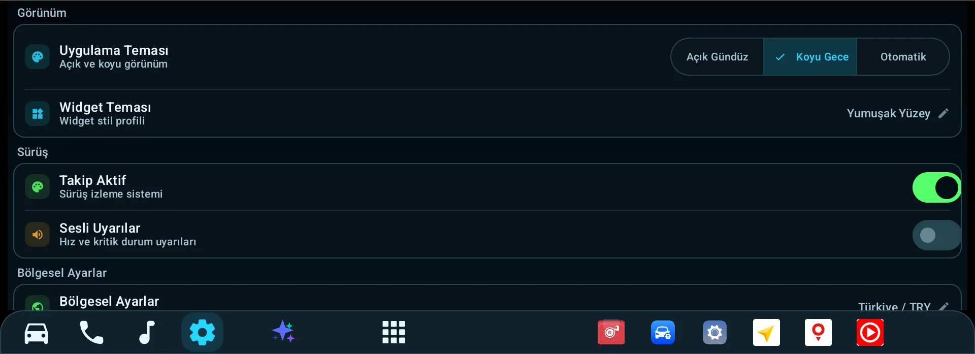Omoda 5 edition settings screen